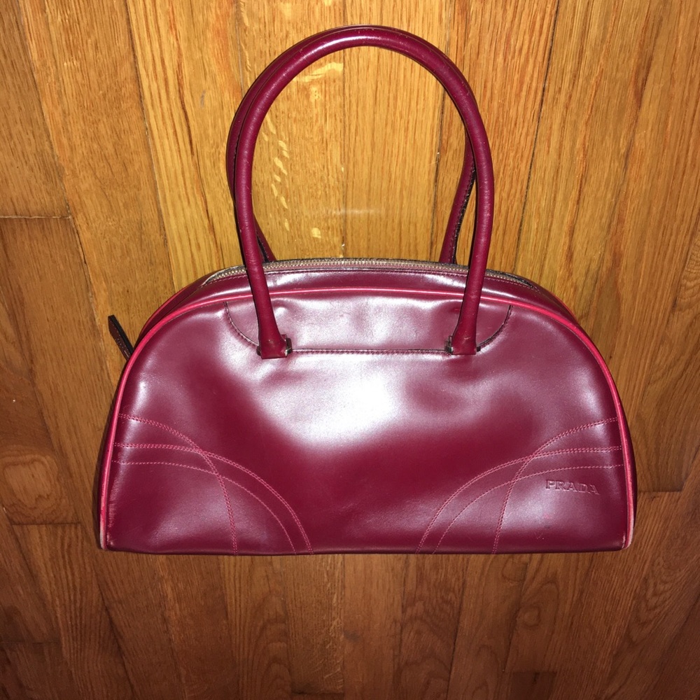 Crimson Prada bag